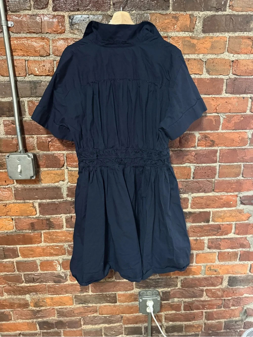J. Crew Navy Short-Sleeve Midi Shirt Dress Size 16 Tall